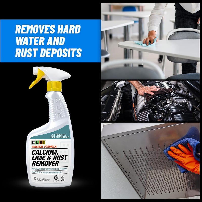 CLR PRO Calcium, Lime & Rust Remover, 32 oz. Spray Bottle, Pack of 2, Quickly Removes Calcium, Lime, Hard Water Deposits and Surface Rust Stains - Image 3